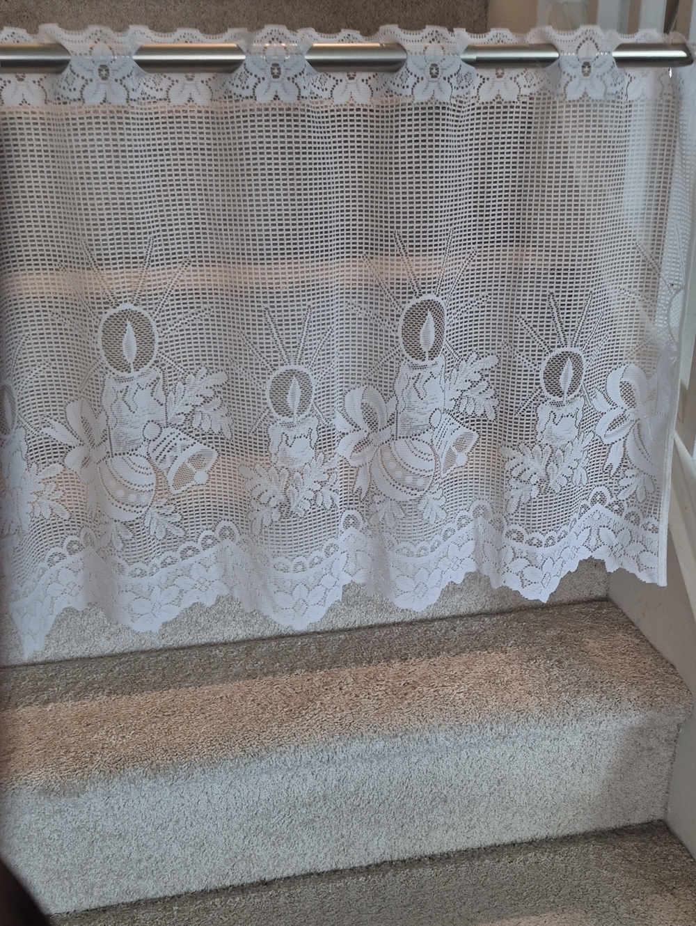 White Lace Crochet Curtain Valance Table Doilie 31x18